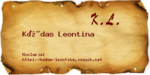 Kádas Leontina névjegykártya